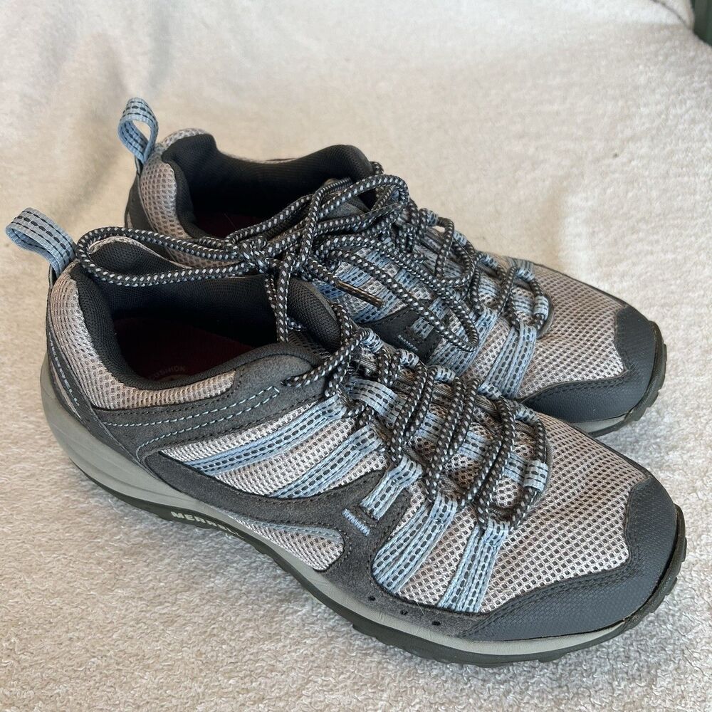 Merrell Siren Sport Womens 8.5 Gray Blue Hiking Trail Shoes Air Cush